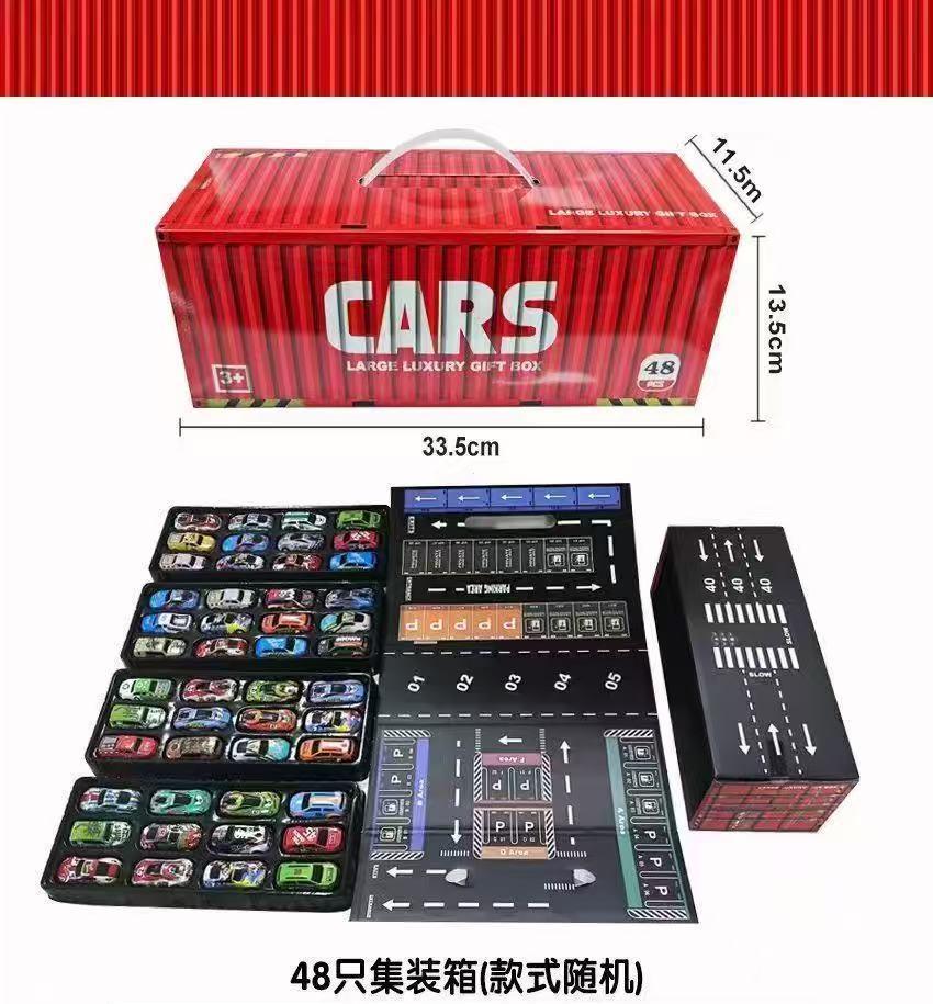 Garage conteneur rouge - 48 voitures en alliage avec carte