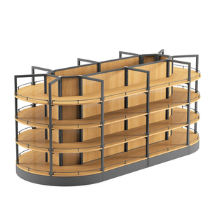 Scaffali in legno per uso commerciale su misura per supermercato espositore per Gondola in legno e scaffalature nere