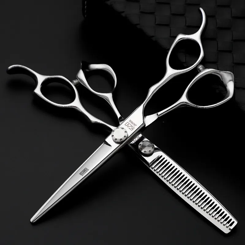 2024 Tesoura de desbaste para cabeleireiro, tesoura personalizada de 6 polegadas para corte de cabelo, barbeiro e cabeleireiro