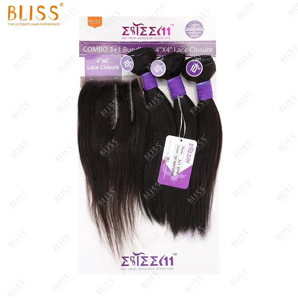 Bliss prezzo di fabbrica fasci di capelli umani vergini fornitore cuticola allineati fasci di capelli vietnamiti grezzi con chiusura in pizzo 4*4