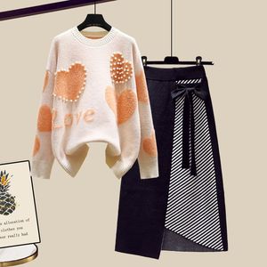 ชุดสูทผู้หญิงเสื้อสเวตเตอร์ทรงหลวมหัวใจหวานชุดแฟชั่น2ชิ้นสำหรับฤดูใบไม้ร่วง - Product Image 6
