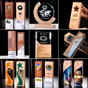 Mô hình phổ biến với độc đáo pha lê Trophy được khắc với huy chương, rắn gỗ tuyệt vời nhân viên hàng năm kỷ niệm Trophy - Product Image 5