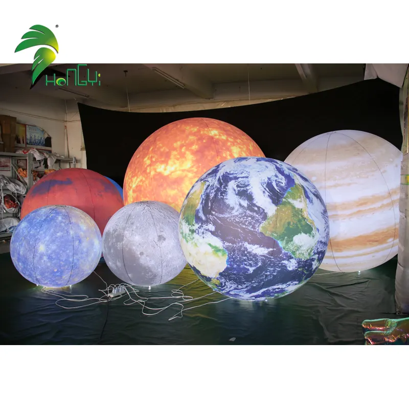 Asılı Led şişme gezegen topları reklam şişme güneş sistemi gezegen dekorasyon için