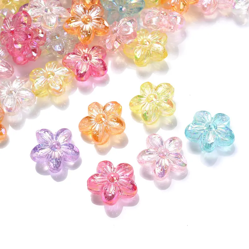 Hobbylavoratore 100pcs acrilico AB colorato trasparente fiore branelli allentati per gioielli fai da te braccialetto che fa B0512
