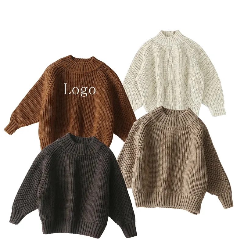 FuYu diseño Popular invierno cálido Kint suéter de Color sólido para bebé niño suéter para niños