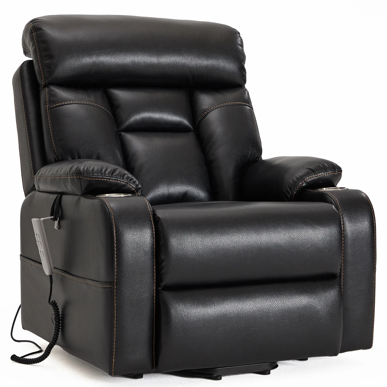 CJSmart Cadeira elevatória doméstica com suporte para os lombares ajustável, cadeira reclinável elétrica para idosos, com motor OKIN de três posições