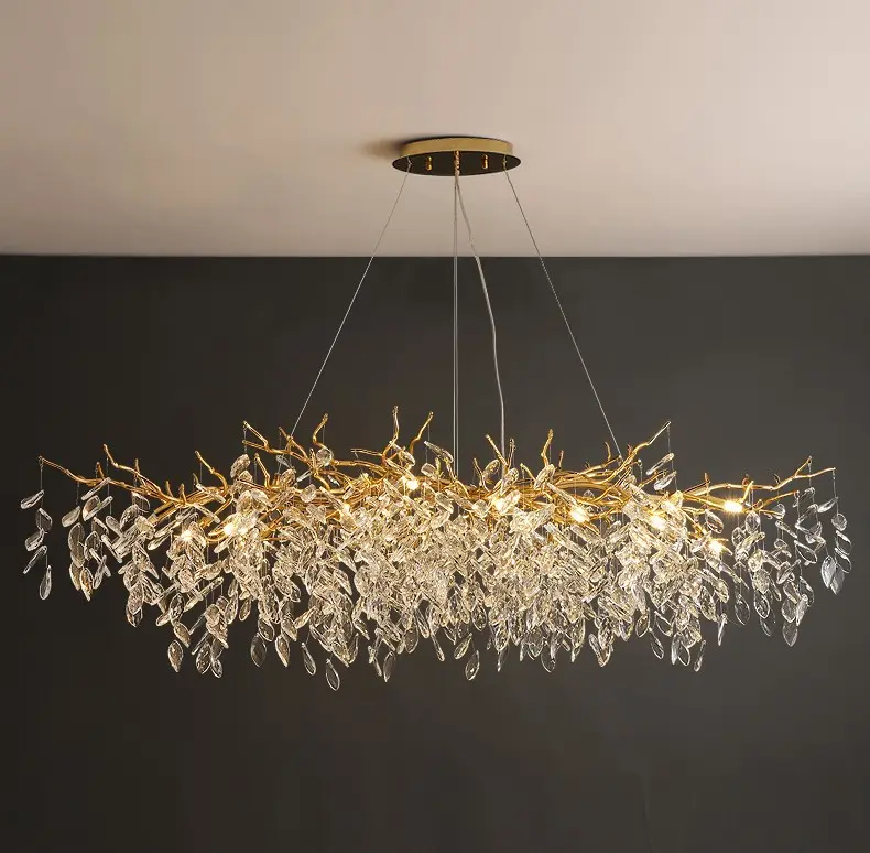 Esszimmer Goldene Pendel leuchte Moderne Ast Kristall Kronleuchter Beleuchtung & Lampen