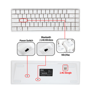 רויאל Kludge RK RKG68 68 מפתחות צהוב מתגי led מחשב hotswap rk837 teclado גיימר אלחוטי מכאני מקלדת