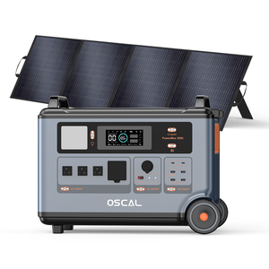 OSCAL Powerhouse 3600W，带免费200W太阳能电池板全屋备用电源，安静的无气体发电机替代品，联邦通信委员会认证 - Product Image 1