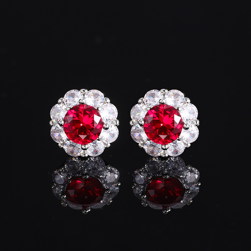 Boucles d'oreilles en corindon rouge