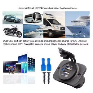 电动摩托车汽车12V 24v双USB 5V 3.1A船用房车移动式汽车船发光二极管防水电源插座充电器 - Product Image 5