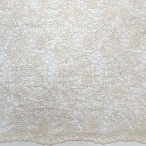 YY nouvelle mode Floral feuille Design Nylon maille Base fil de coton luxe paillettes dentelle broderie tissu pour vêtements et mariage - Product Image 6