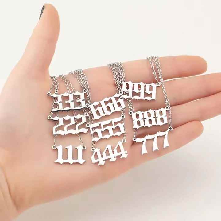 Waterproof Dainty Spiritual Stainless Steel Jewelry 111 222 333 444 555 666 777 888 999 Angel Number Necklace for Her Gift