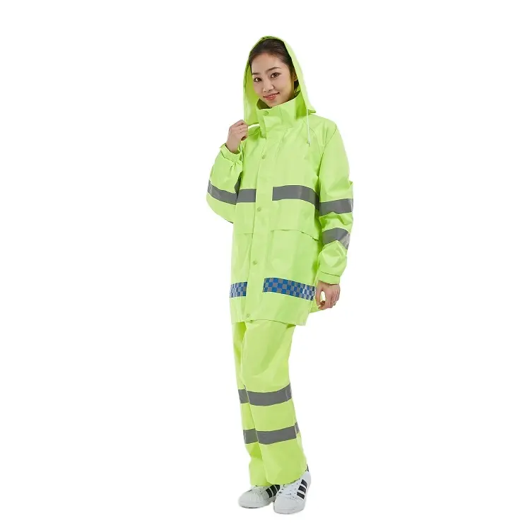 Poliéster Oxford Tráfico de seguridad impermeable de seguridad reflectante chaqueta impermeable