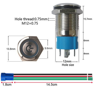 Interruttore a pulsante impermeabile di grado automobilistico 19mm SPDT 1NO 1NC indicatore a LED a triplo colore per attrezzatura esterna - Product Image 3