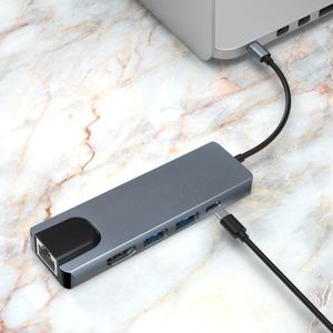 5合1通用串行总线C型笔记本电脑坞站双高清电视双屏显示通用串行总线3.0集线器适配器坞站 - Product Image 1