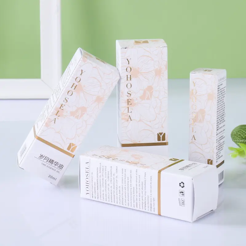 Caja de papel personalizada para cosméticos, caja de papel de crema, aceite esencial, suero, botella cosmética