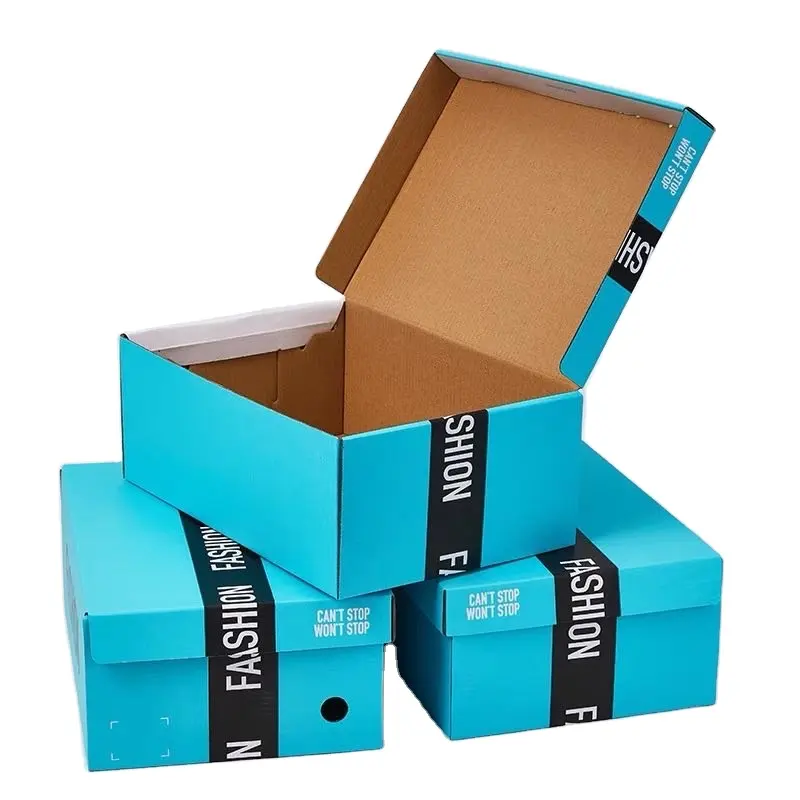 Caja de papel corrugado con estampado hecho a mano, ensamblaje de caja de cartón, combinación de materiales de embalaje para zapatos
