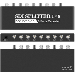 Convertidor divisor de video 1X8 SDI de alta calidad, 1 entrada, 8 salidas, divisor de distribución de Monitor SDI de Metal, compatible con SD/HD/3G SDI