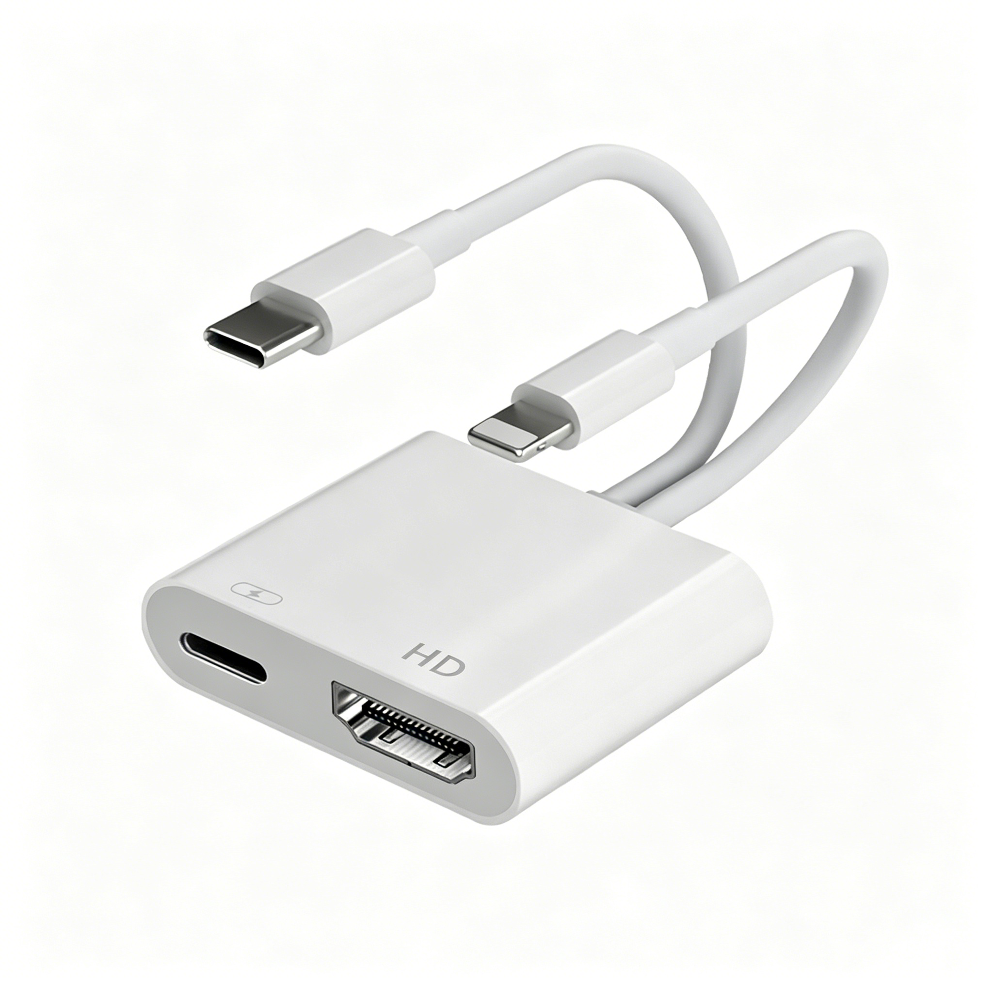 White -Double line to 1080p+8pin Charging