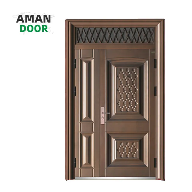 ประตูอะแมนดีไซน์ภายนอกคุณภาพสูงสำหรับห้องนอนประตูเหล็กประตูโลหะทองแดง