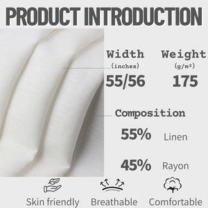 Bán Buôn Rắn Trắng Linen Rayon Đồng Bằng Dệt Vải 175gsm Trọng Lượng Nhẹ Mềm Mại Thoáng Khí Tự Nhiên Pha Trộn Vải Cho Quần Áo - Product Image 2