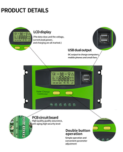 10A 20A 30A 40A 50A 60A太阳能调节器12V/24V 48v交流至dc离网PWM太阳能充电控制器 - Product Image 3