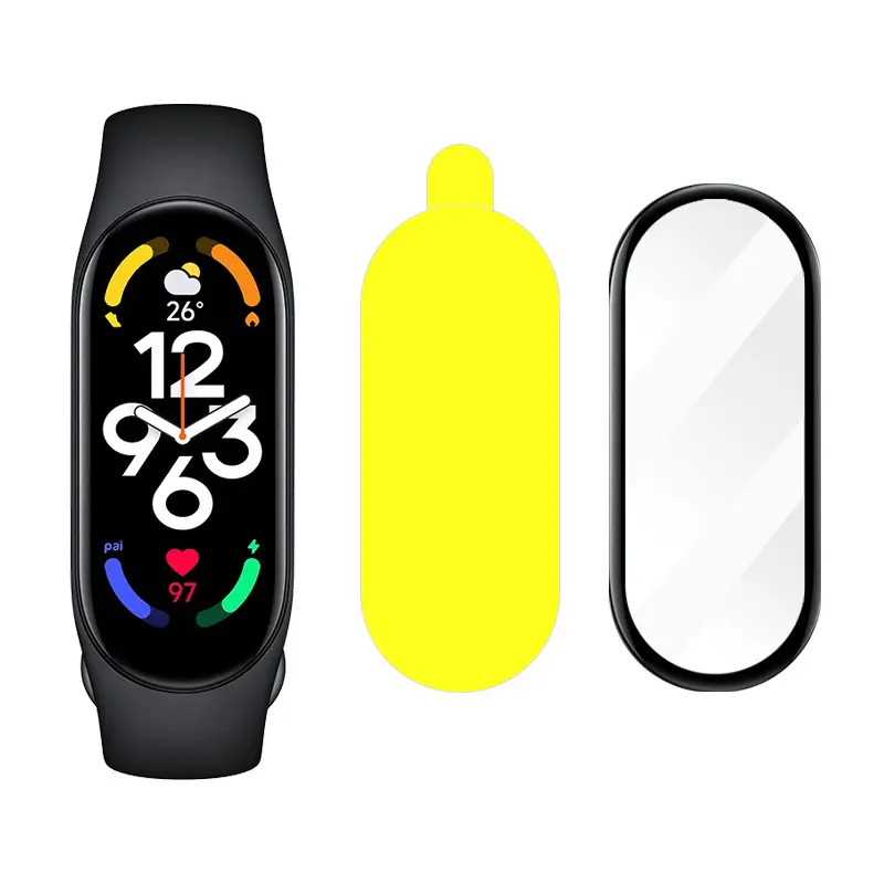ساعة يد Xiaomi Mi Band لون 2 3 4 5 6 7 ساعة يد ذكية PRO lite S1 نشطة POCO شاشة واقية شفافة بالكامل للزجاج شاشة واقية