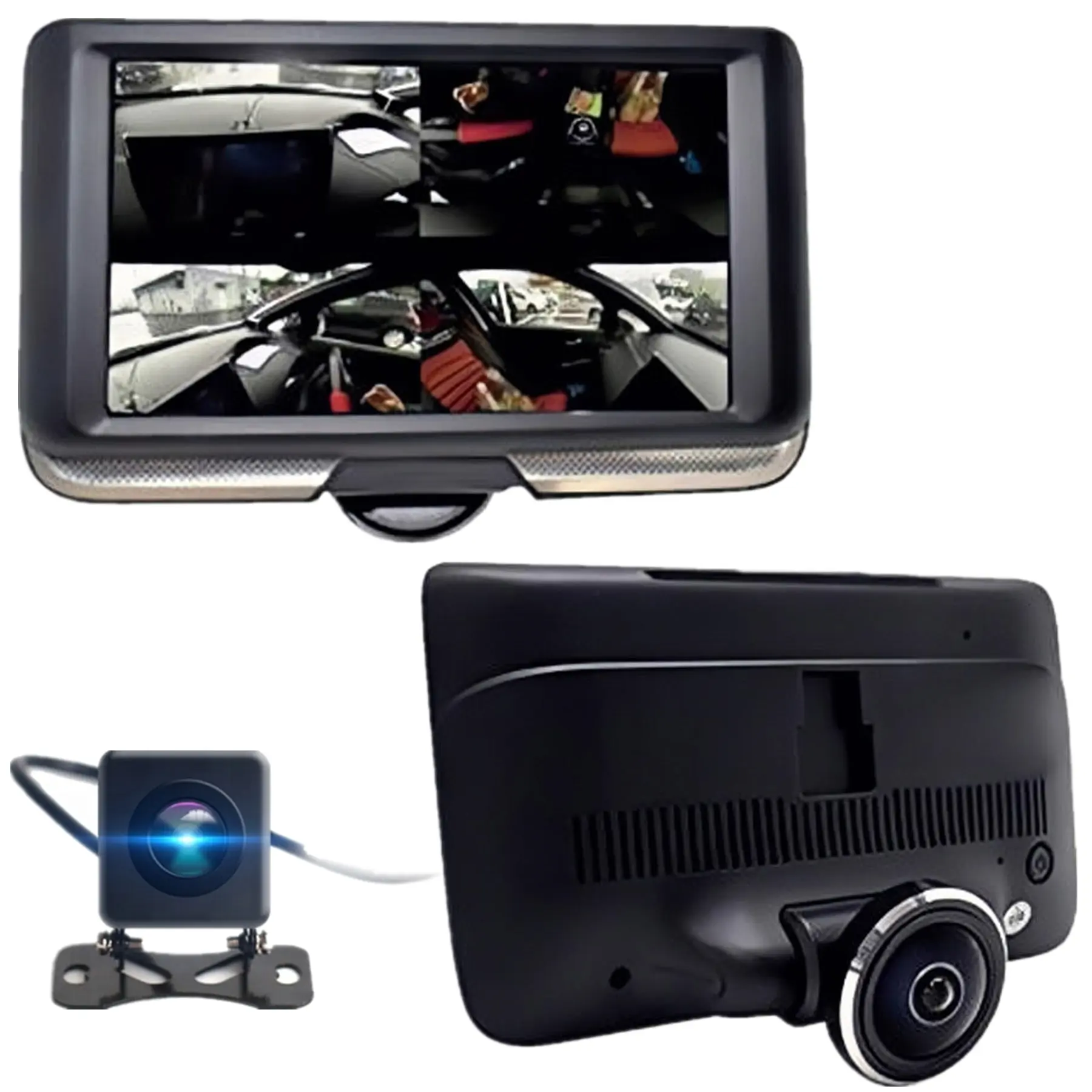 Câmera de vídeo 360 p hd, 5 polegadas, 1080 graus, câmera veicular panorâmica, gravador de vídeo