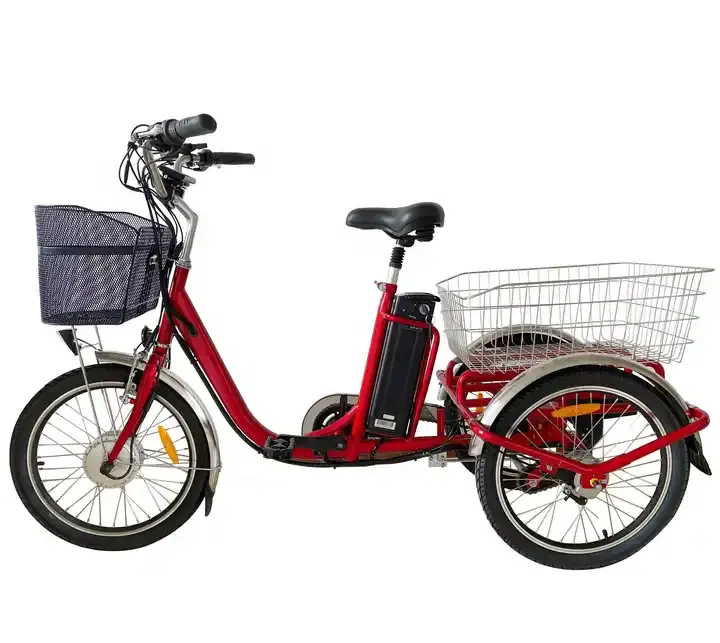 3 륜 전기 도시 자전거 20 인치 전기 세발 자전거 36V 250W 350W 모터화물 자전거 성인용 전기