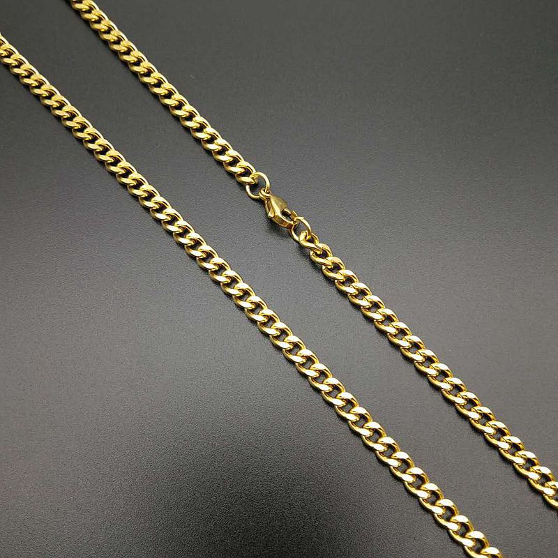 Chaîne cubaine dorée 5mm*70cm