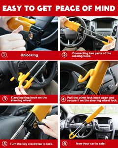 SUV ล็อคพวงมาลัยรถยนต์ป้องกันการโจรกรรมอุปกรณ์โลหะ3ปุ่ม - Product Image 4