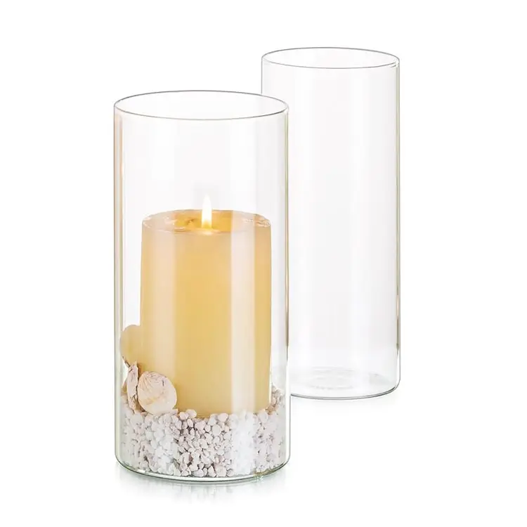 Gran oferta, portavelas transparentes cilíndricas, jarrones modernos para velas flotantes para centro de mesa, decoraciones de mesa de boda