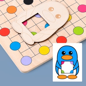 木製論理的思考トレーニングカラーマッチングボードゲームおもちゃ面白いペンギンカラーゲームを見つける子供たちがカラーマッチングゲームをプレイする - Product Image 4