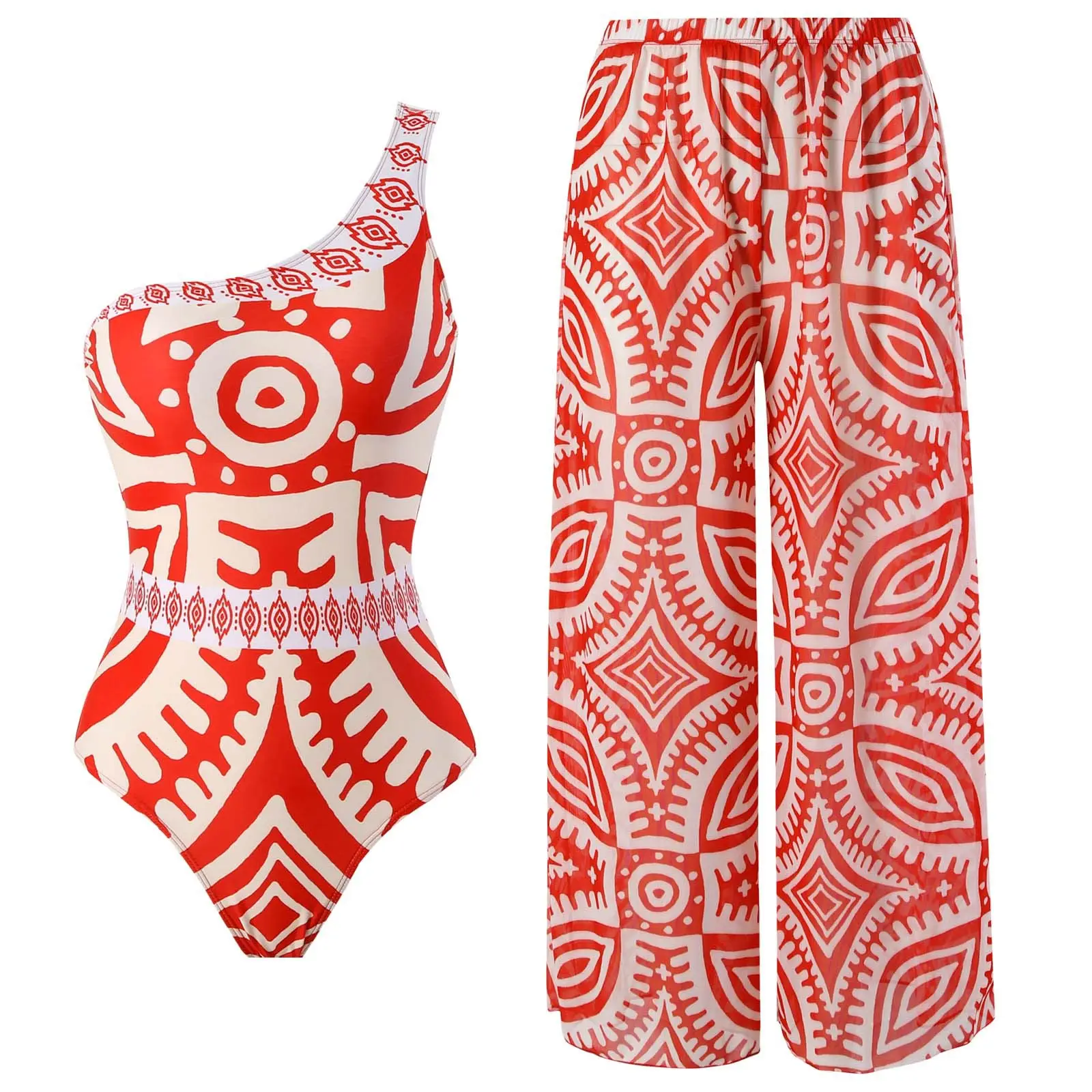 Roupa de banho de luxo para praia e férias, conjunto de duas peças com capas para calças e calças, mais novo design