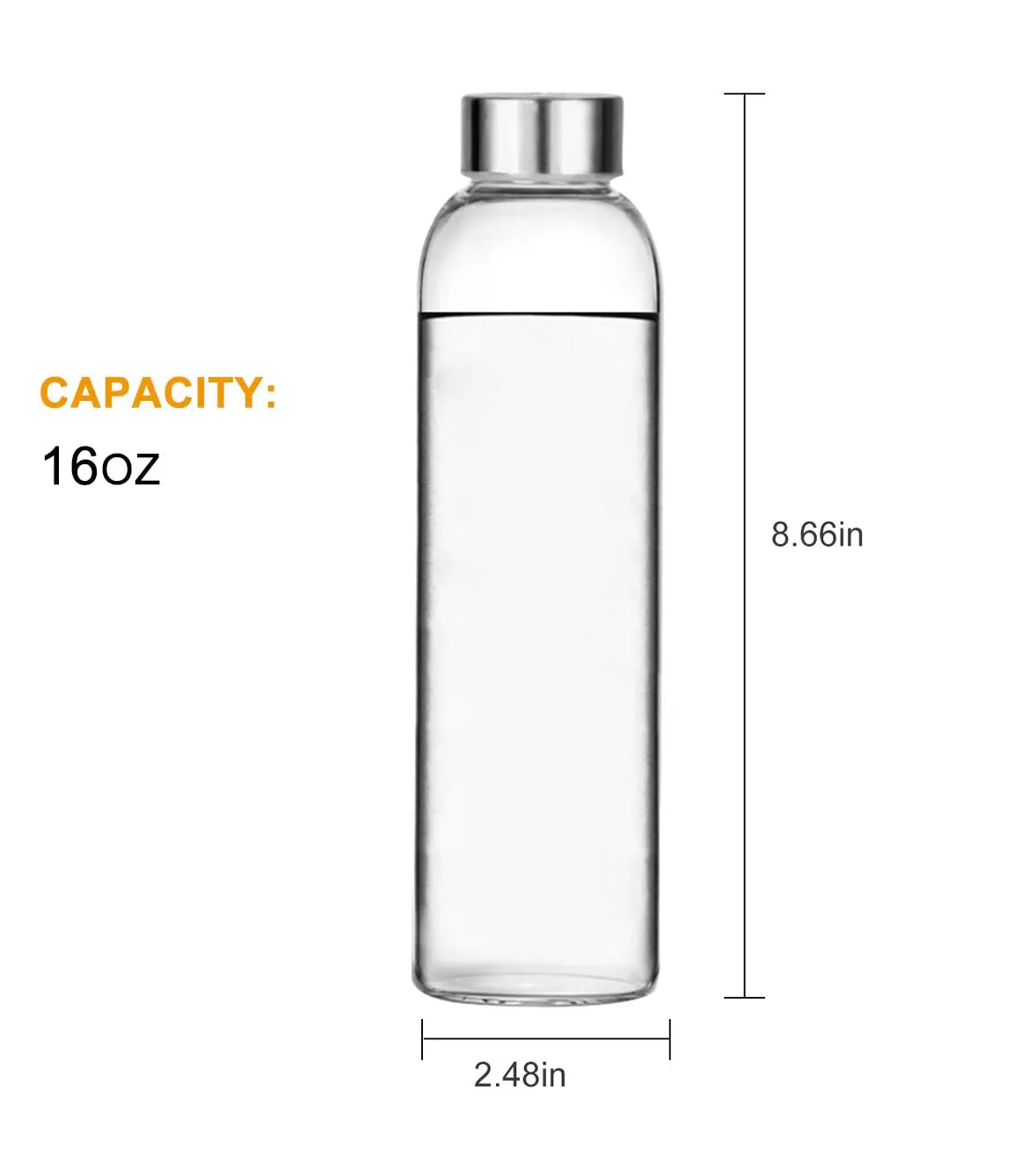 16oz 500ml tái sử dụng leakproof thủy tinh nước giải khát chai nước trái cây uống chai với nắp thép không gỉ