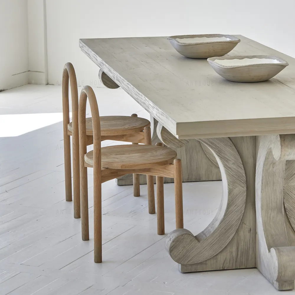 Ecycled-mueble de madera de pino para comedor, mesa de comedor moderna de 6 plazas