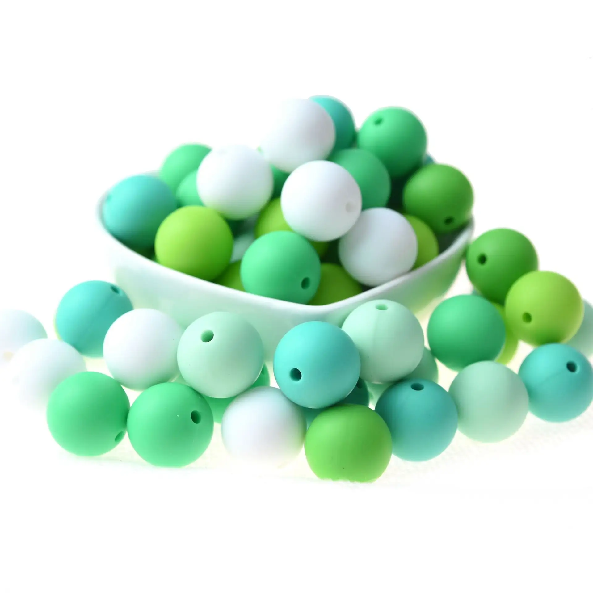 Perles en Silicone colorées, vente en gros, pièces, sans Bpa, rondes de 9mm, 12mm, 15mm et 19mm, jouets pour les dents, qualité alimentaire