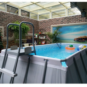 สระว่ายน้ำดีไซน์โครงเหล็กกลมเหนือพื้นทนทานสำหรับใช้ในครอบครัว - Product Image 3
