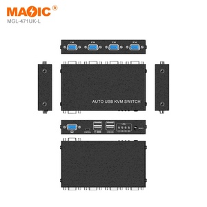 VGA KVM交换机4进1出4端口VGA USB KVM交换机4X1电脑笔记本电视显示器自动USB KVM交换机