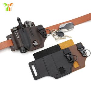 Hot bán da chính hãng <span class=keywords><strong>Hawk</strong></span> khóa EDC chiến thuật đa chức năng vành đai Thiết lập công cụ thiết lập đèn pin dao eo treo bao da - Product Image 3