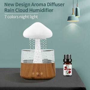 空気加湿器オイルディフューザー小さな寝室超音波家庭用ナイトライトミニアロマセラピーレインクラウド加湿器 - Product Image 3
