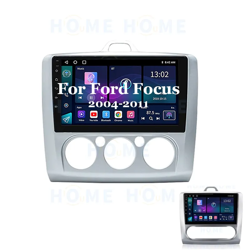 Автомагнитола на android, Android 10, 2G + 32G, Wi-Fi, мультимедийный экран для Ford Focus 2004-2011, 2 Din 1024*600 P, синий зуб