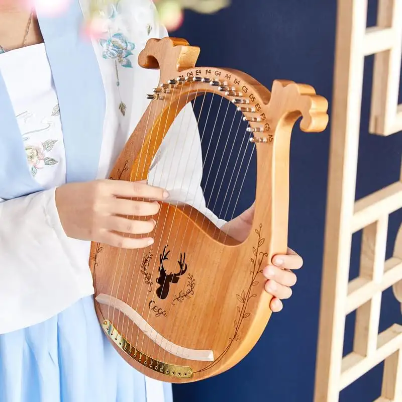 Cega instrumento musical de lyre harp, instrumento musical de 16 cordas