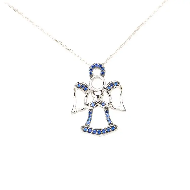 Promoción especial joyería de plata Linda barata Ángel guardián azul collar de plata 925 para regalo de mujer