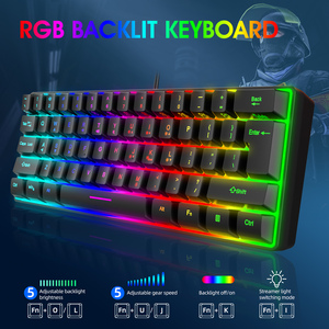 Múltiples combinaciones de colores 61 teclas USB con cable RGB 60% Juegos de computadora Teclados negros pequeños - Product Image 3