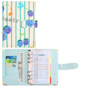 Set wholesale custom fruit <strong>stripe</strong> planner money stickers <strong>notebook</strong> file folder pu leather a6 fruit <strong>stripe</strong> budget binder set - Product Image 5