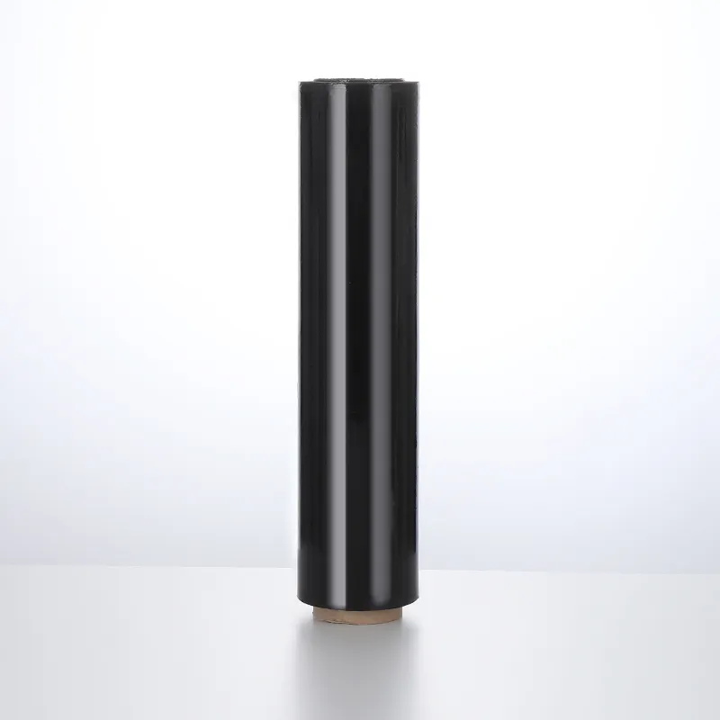 Nuevo material autoadhesivo impermeable alargamiento LLDPE estiramiento negro envoltura película negra rollo Jumbo
