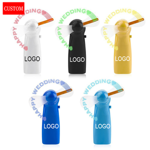 พัดลม USB ขนาดเล็กแบบชาร์จไฟได้พร้อมไฟ LED กะพริบข้อความข้อความโลโก้แบบพกพา - Product Image 2