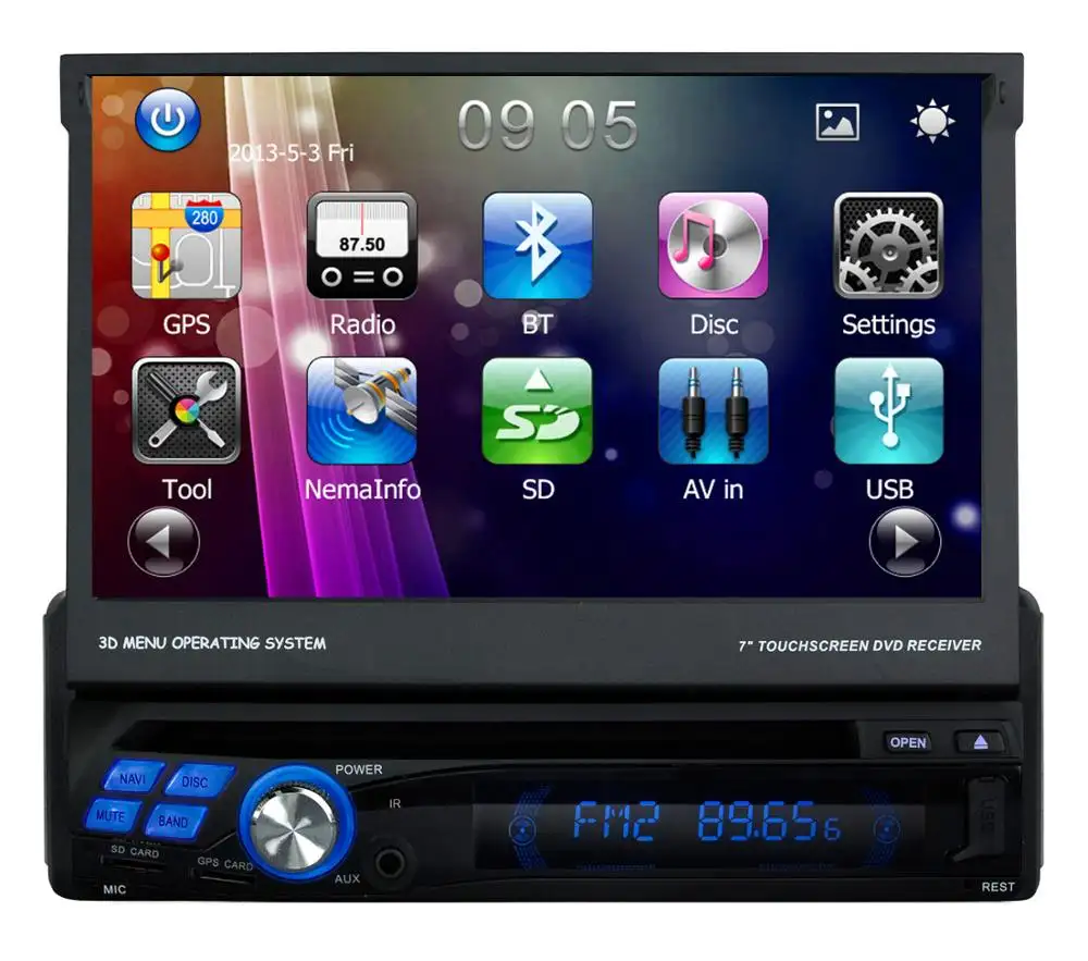 KD-8600 promoção do preço baixo wince mtk3360 retrátil tela universal dvd player do carro